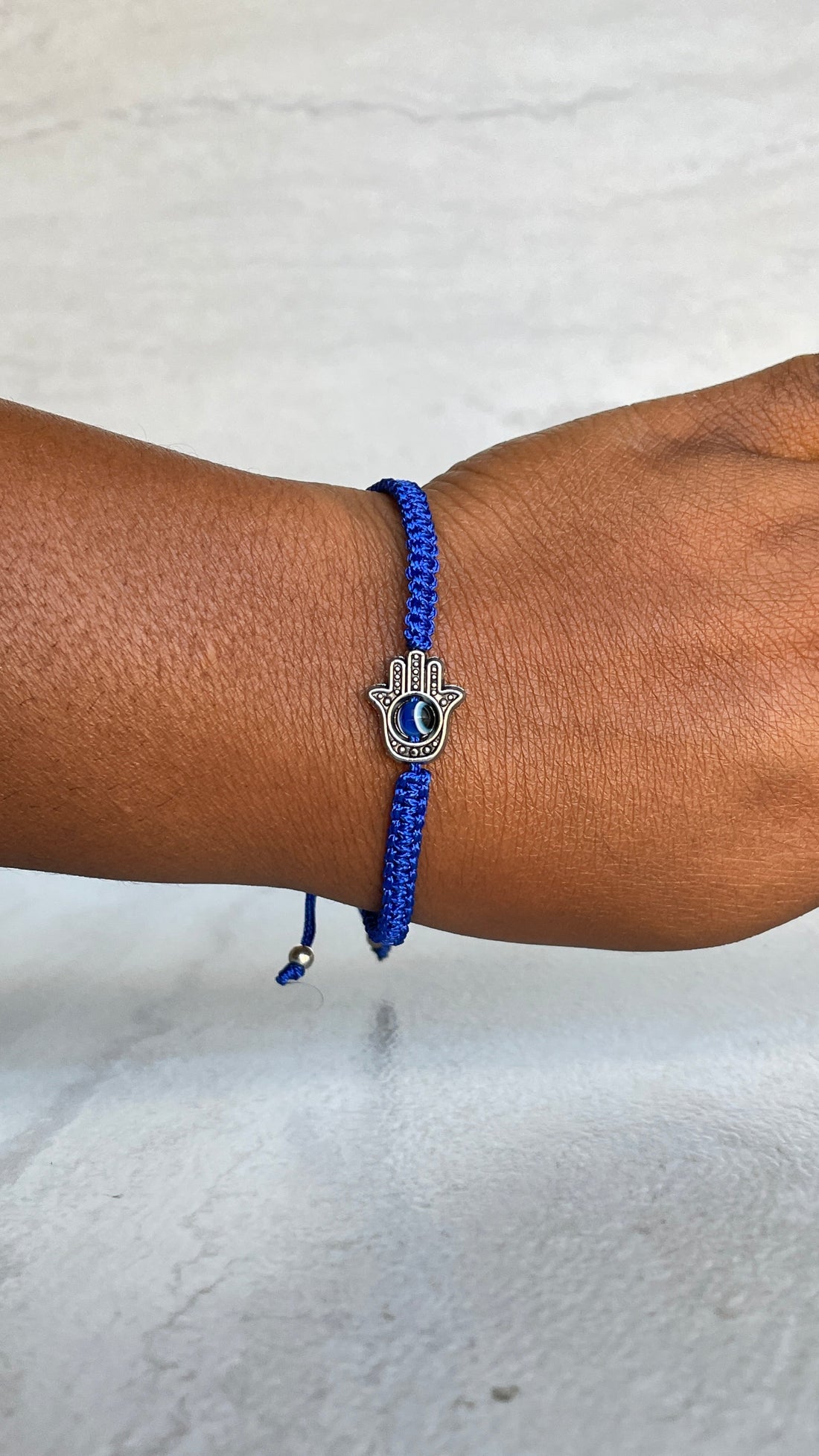 Blue Cord Hamas Hand Evil Eye Bracelet