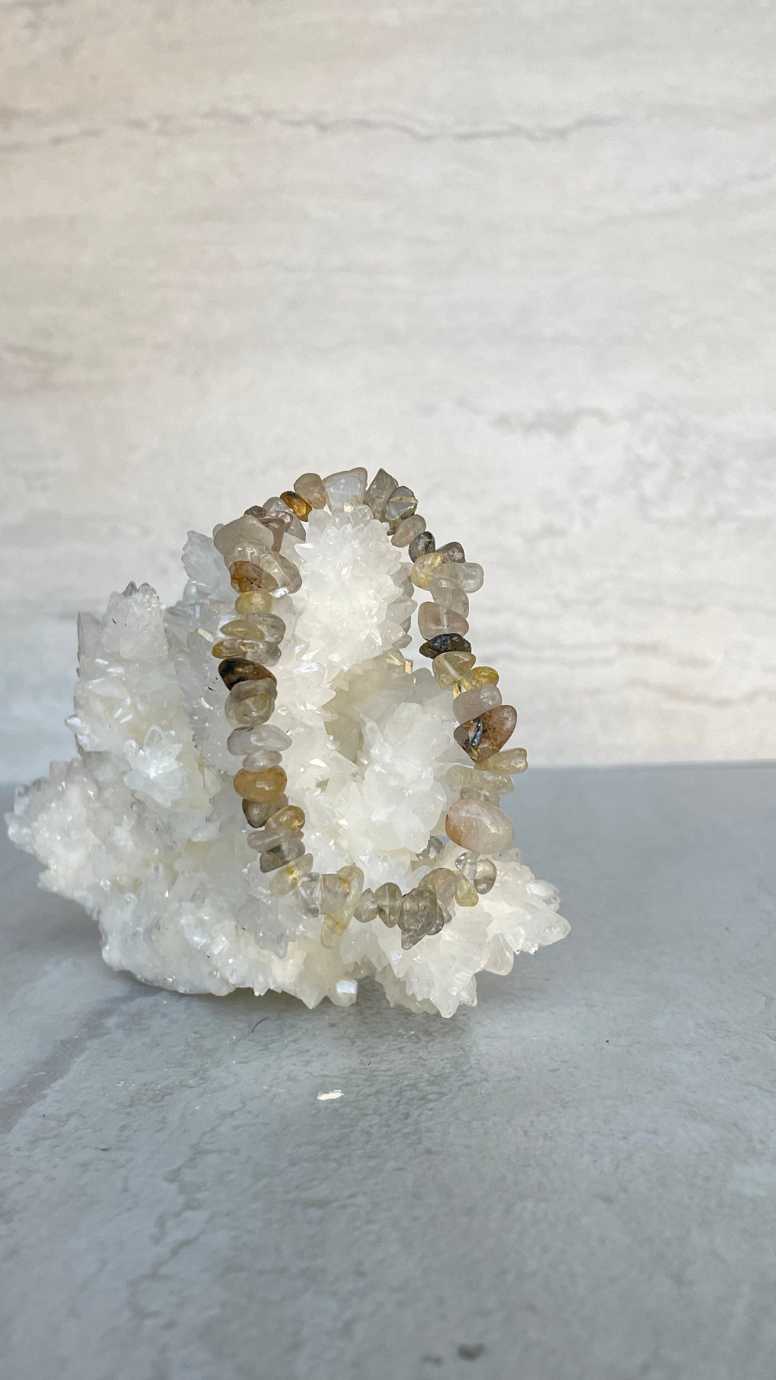 Gold Rutilated Quartz Chips Bracelet