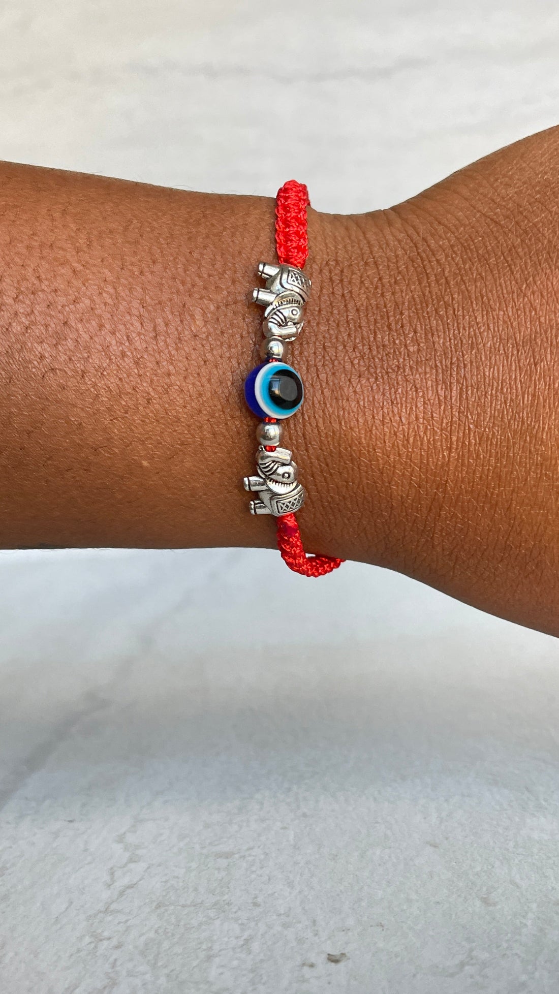 Red Cord Elepant Evil Eye Bracelet