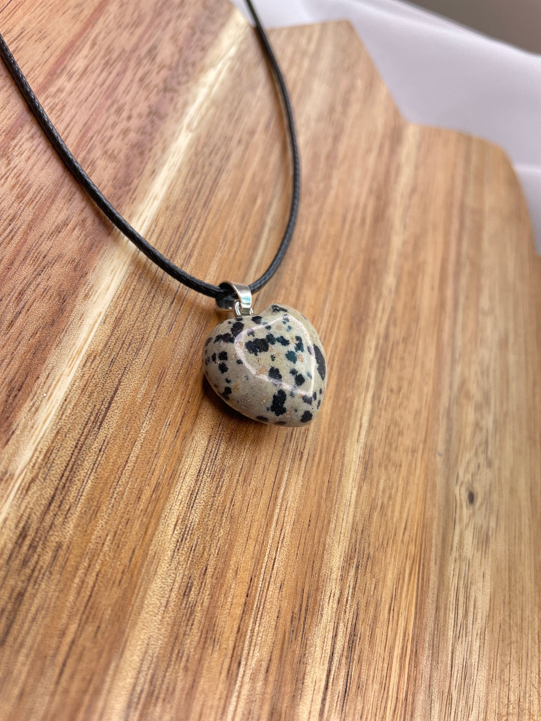 Dalmatian Jasper Heart Neckless