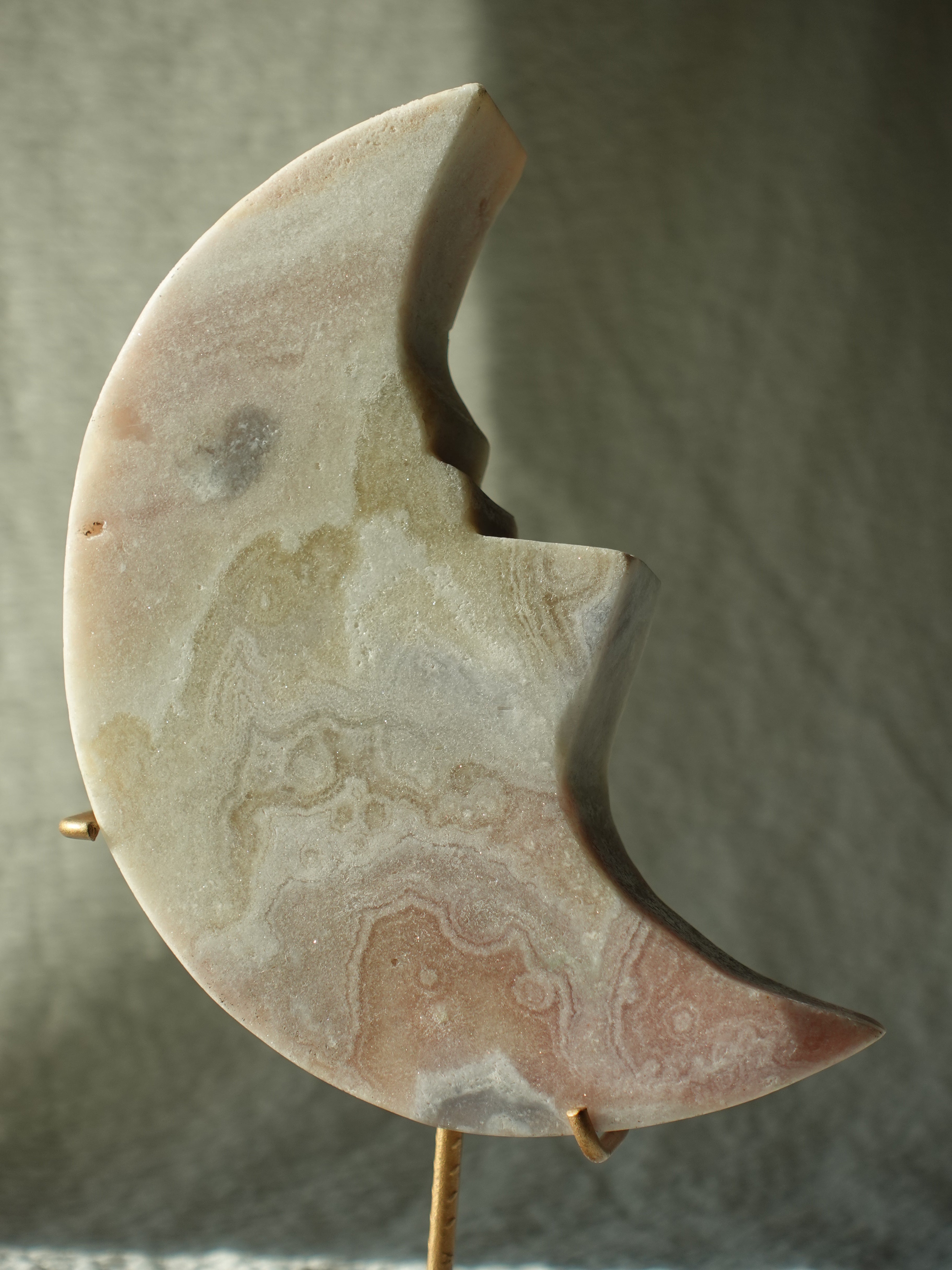 Pink Amethyst Moon Face Carving | MF2