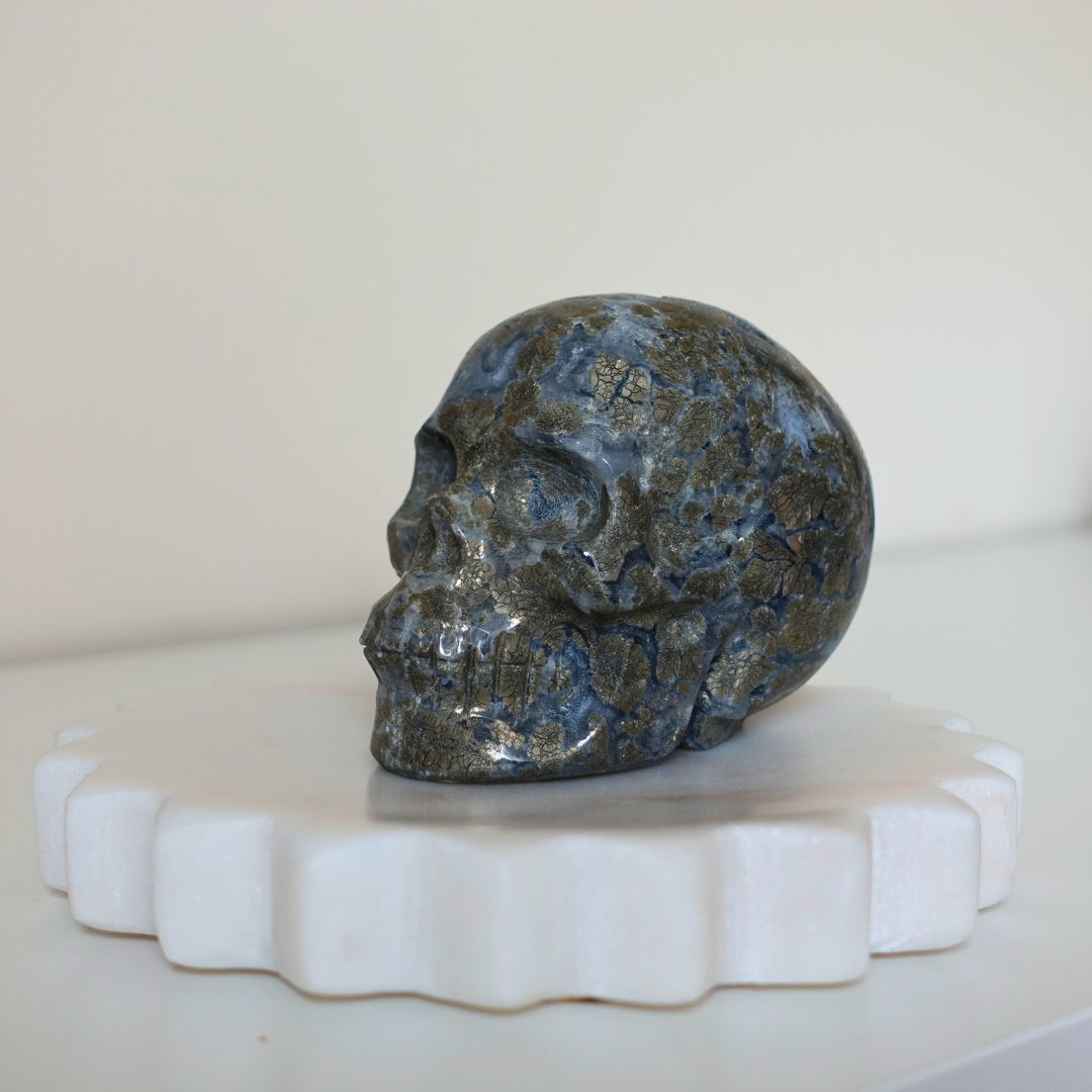 Pyrite Skull Carving