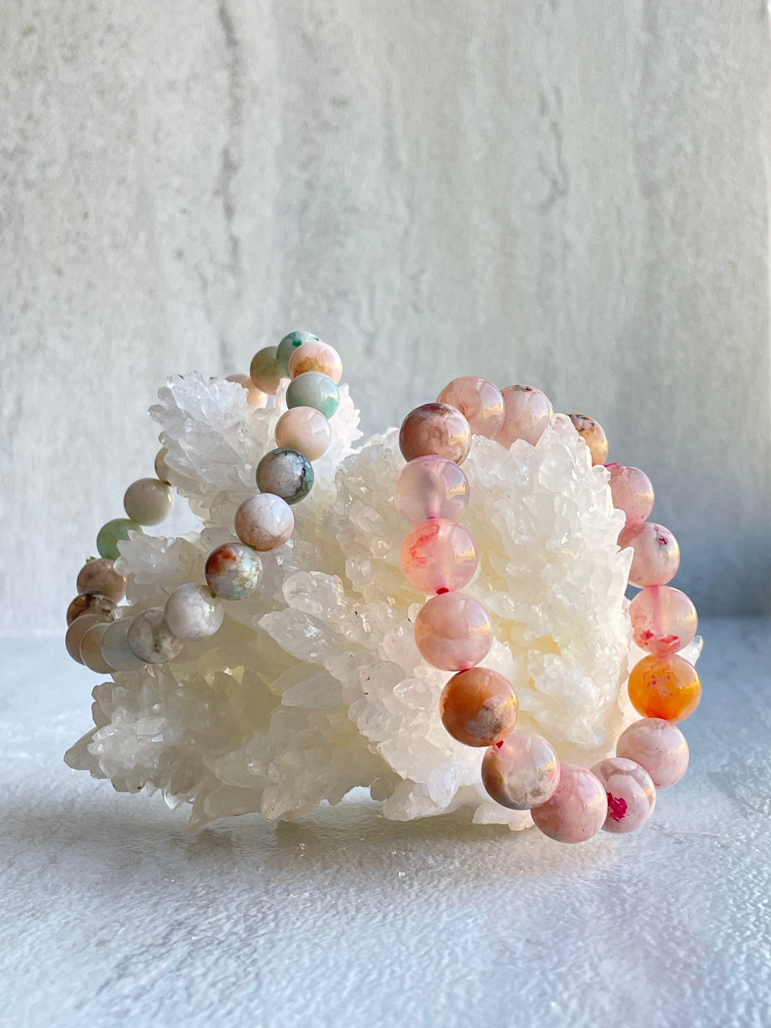 Pink Flower Agate Bracelet