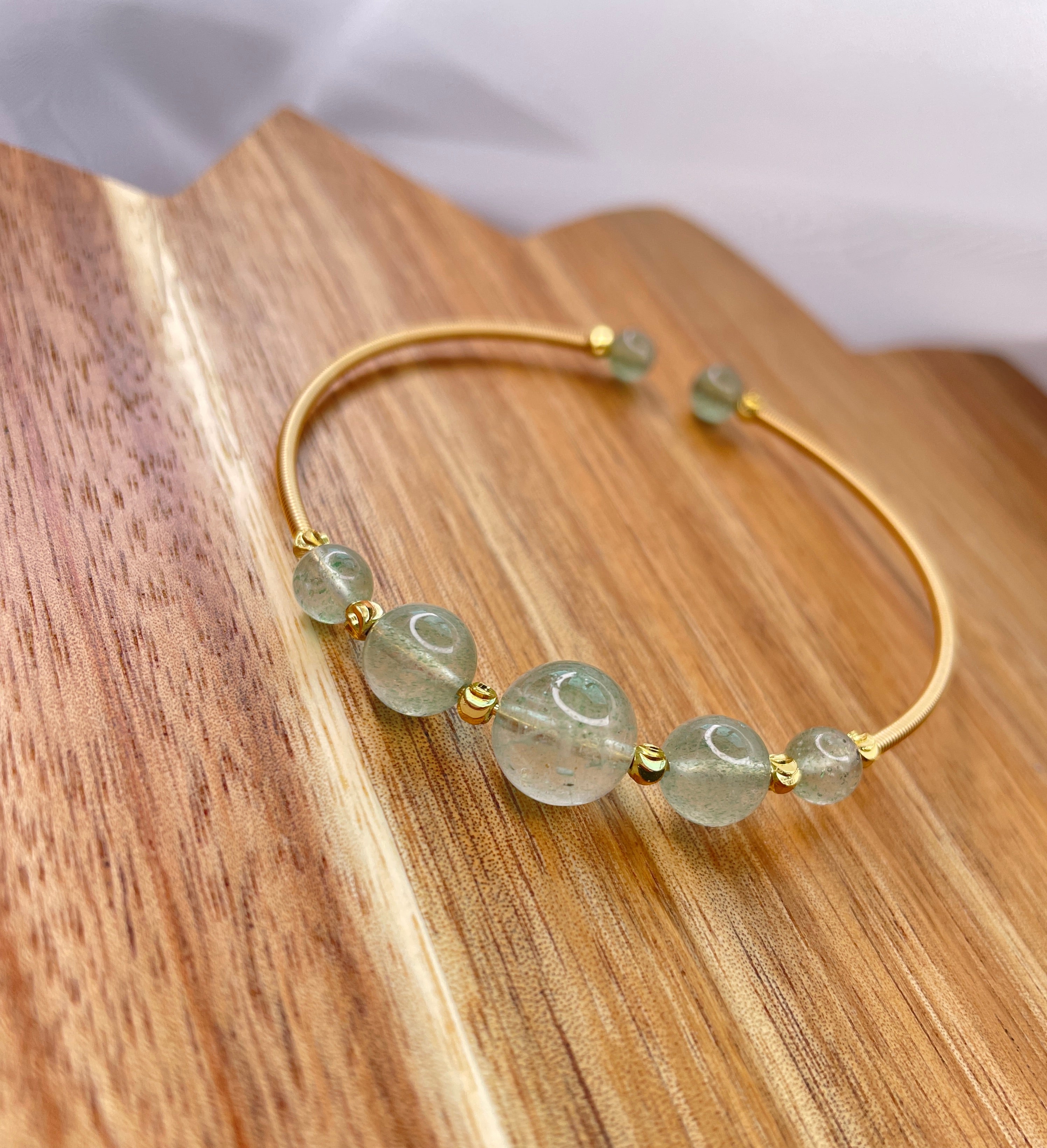 Green Strawberry Quartz Bangle