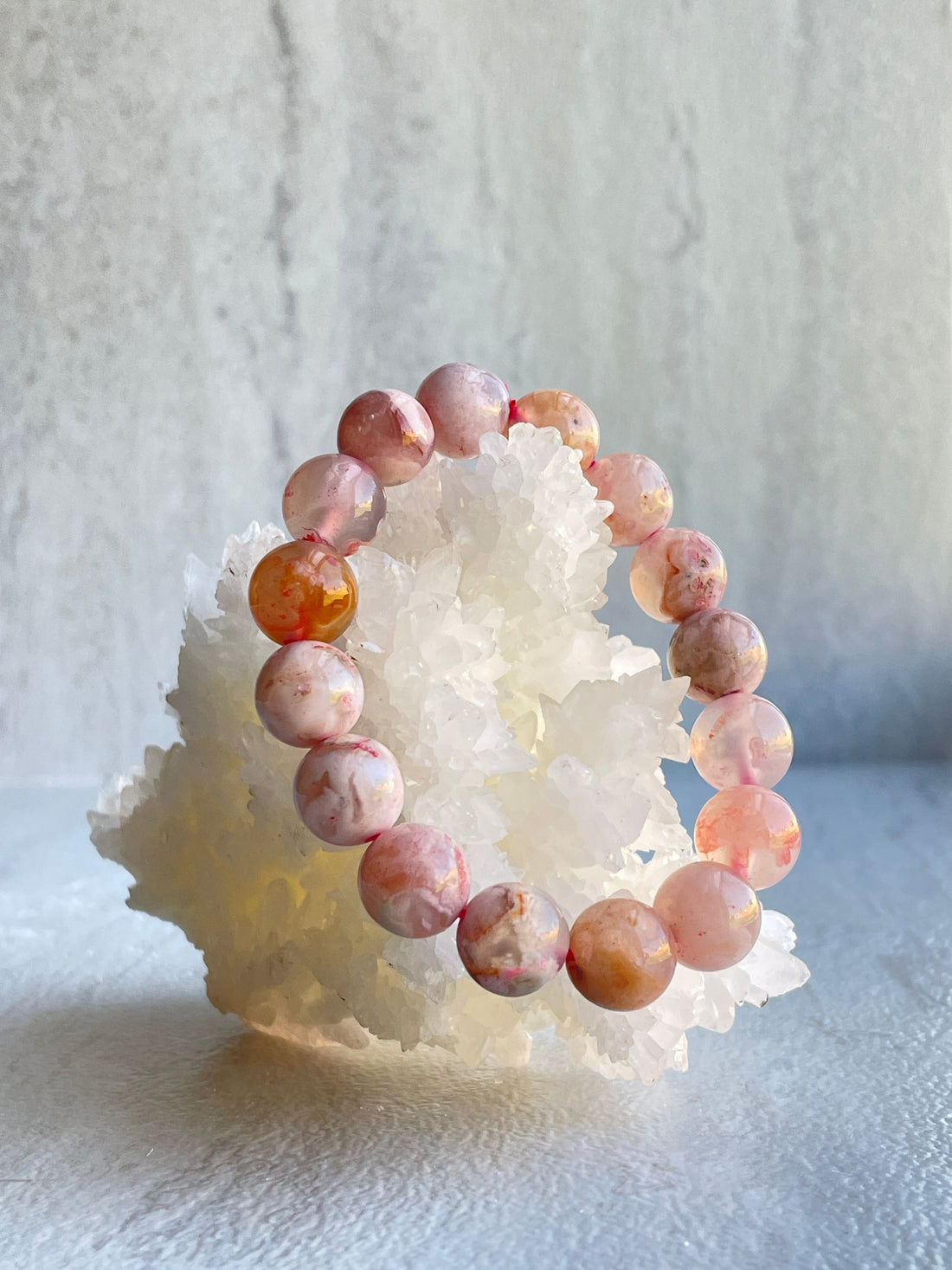 Pink Flower Agate Bracelet