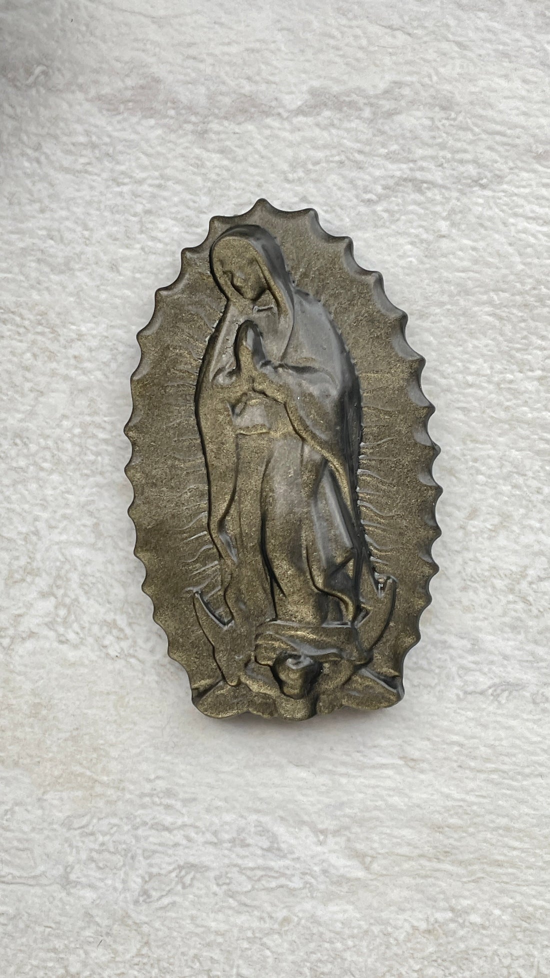 Golden Sheen Obsidian Virgin Mary Carving