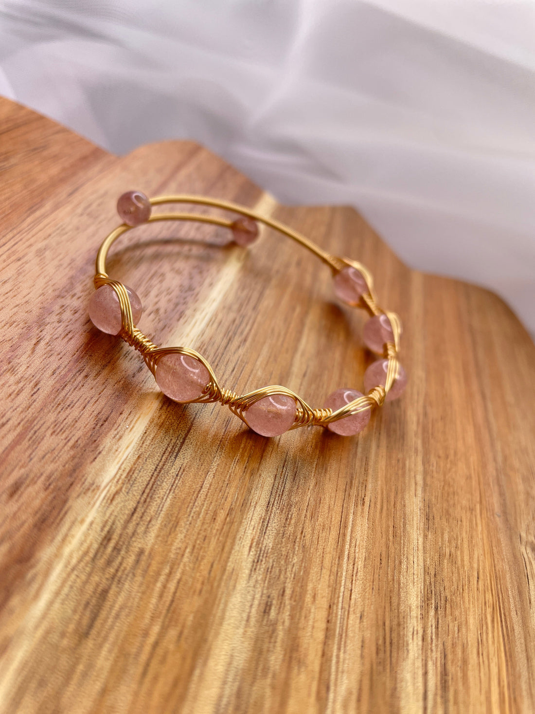 Strawberry Quartz Weave Bangle